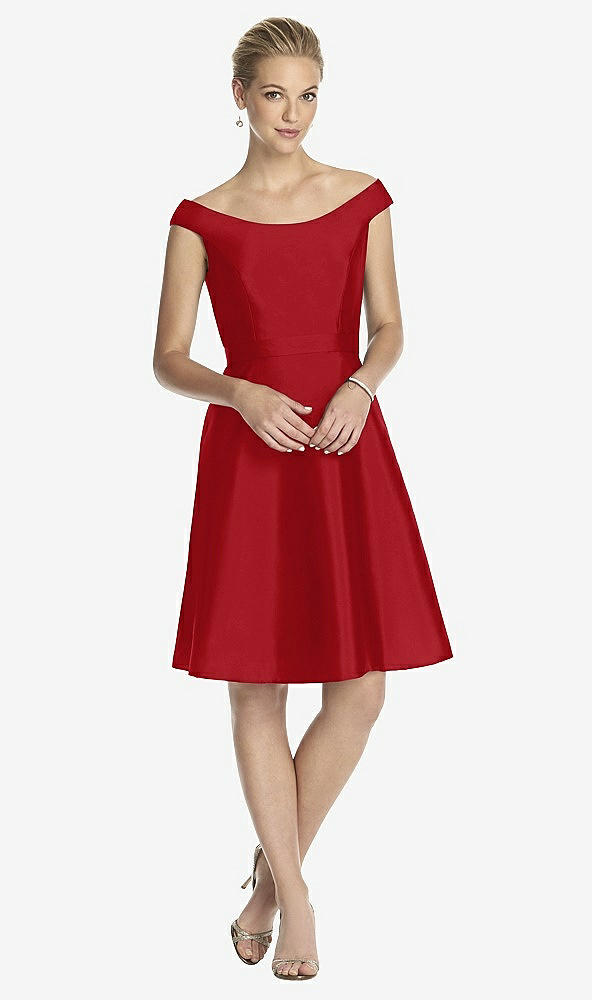 Front View - Garnet Peau De Soie Cap Sleeve Cocktail Dress