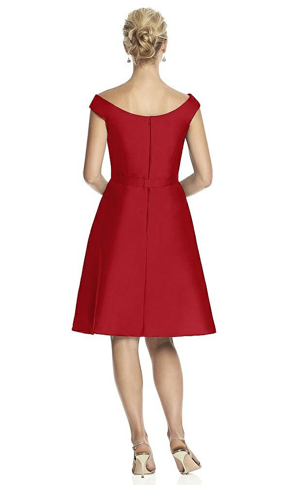 Back View - Garnet Peau De Soie Cap Sleeve Cocktail Dress