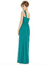 Rear View Thumbnail - Mediterranean One Shoulder Assymetrical Draped Bodice Dress