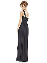 Rear View Thumbnail - Onyx One Shoulder Assymetrical Draped Bodice Dress