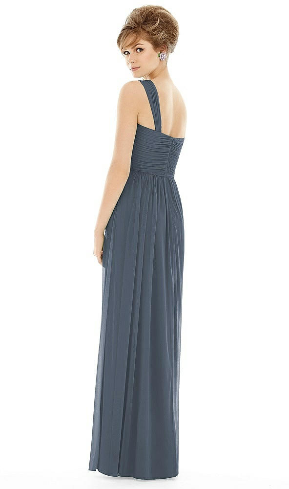 Back View - Silverstone One Shoulder Assymetrical Draped Bodice Dress