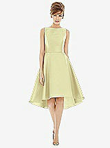 Alt View 1 Thumbnail - Butter Yellow Bateau Neck Satin High Low Cocktail Dress