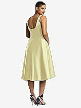 Rear View Thumbnail - Butter Yellow Bateau Neck Satin High Low Cocktail Dress