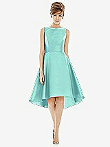 Alt View 1 Thumbnail - Coastal Bateau Neck Satin High Low Cocktail Dress