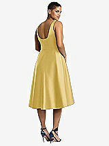 Rear View Thumbnail - Maize Bateau Neck Satin High Low Cocktail Dress