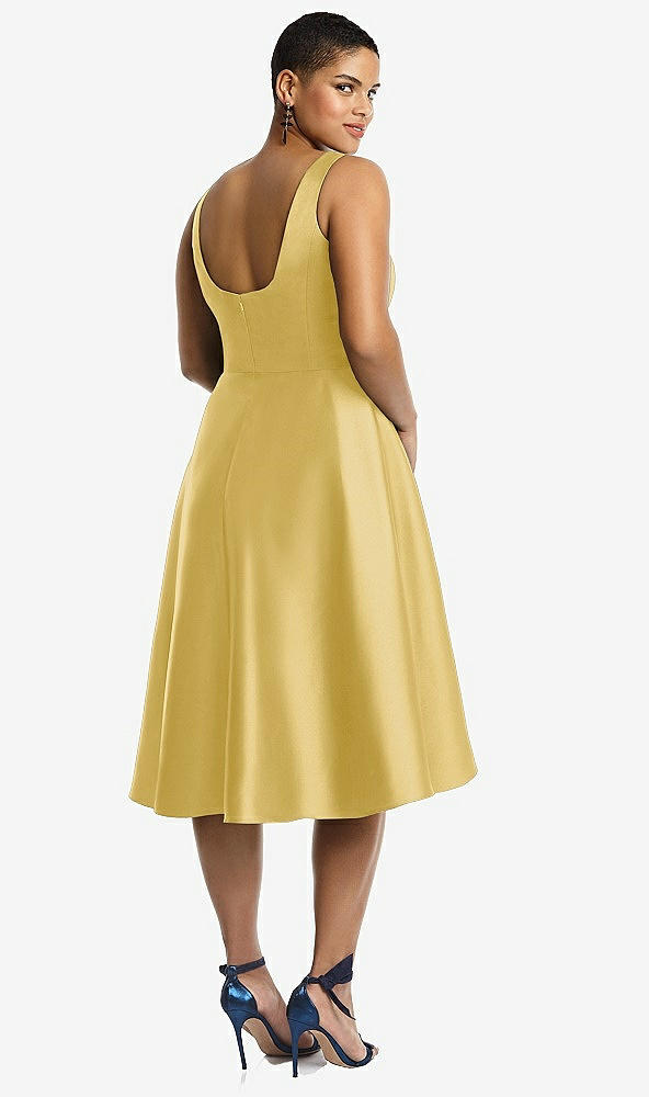 Back View - Maize Bateau Neck Satin High Low Cocktail Dress