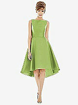 Alt View 1 Thumbnail - Mojito Bateau Neck Satin High Low Cocktail Dress