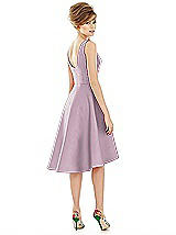 Alt View 2 Thumbnail - Suede Rose Bateau Neck Satin High Low Cocktail Dress