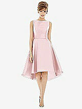 Alt View 1 Thumbnail - Ballet Pink Bateau Neck Satin High Low Cocktail Dress