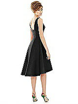 Alt View 2 Thumbnail - Black Bateau Neck Satin High Low Cocktail Dress