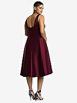 Rear View Thumbnail - Cabernet Bateau Neck Satin High Low Cocktail Dress