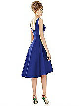 Alt View 2 Thumbnail - Cobalt Blue Bateau Neck Satin High Low Cocktail Dress