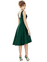 Alt View 2 Thumbnail - Hunter Green Bateau Neck Satin High Low Cocktail Dress