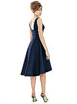 Alt View 2 Thumbnail - Midnight Navy Bateau Neck Satin High Low Cocktail Dress