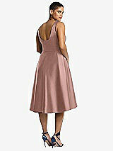 Rear View Thumbnail - Neu Nude Bateau Neck Satin High Low Cocktail Dress