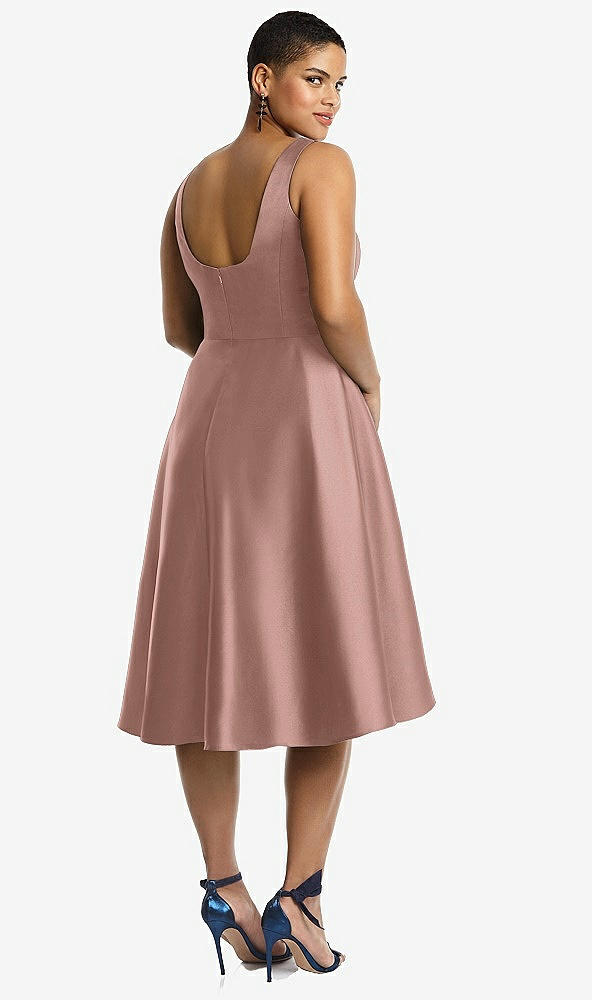 Back View - Neu Nude Bateau Neck Satin High Low Cocktail Dress