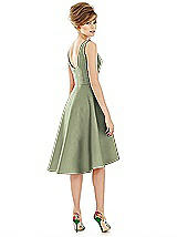 Alt View 2 Thumbnail - Sage Bateau Neck Satin High Low Cocktail Dress