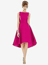 Alt View 1 Thumbnail - Think Pink Bateau Neck Satin High Low Cocktail Dress