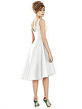 Alt View 2 Thumbnail - White Bateau Neck Satin High Low Cocktail Dress