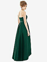 Alt View 2 Thumbnail - Hunter Green & Hunter Green Strapless Satin High Low Dress with Pockets