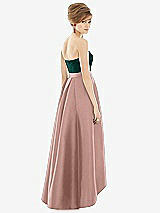 Alt View 2 Thumbnail - Neu Nude & Evergreen Strapless Satin High Low Dress with Pockets