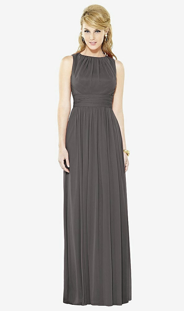 Front View - Caviar Gray After Six Bridesmaid Dress 6709