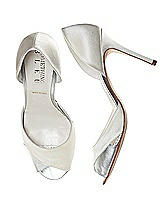 Front View Thumbnail - Ivory Curvey Satin and Silver Bridal Pump