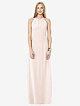 Front View Thumbnail - Blush Open-Back Shirred Halter Dress