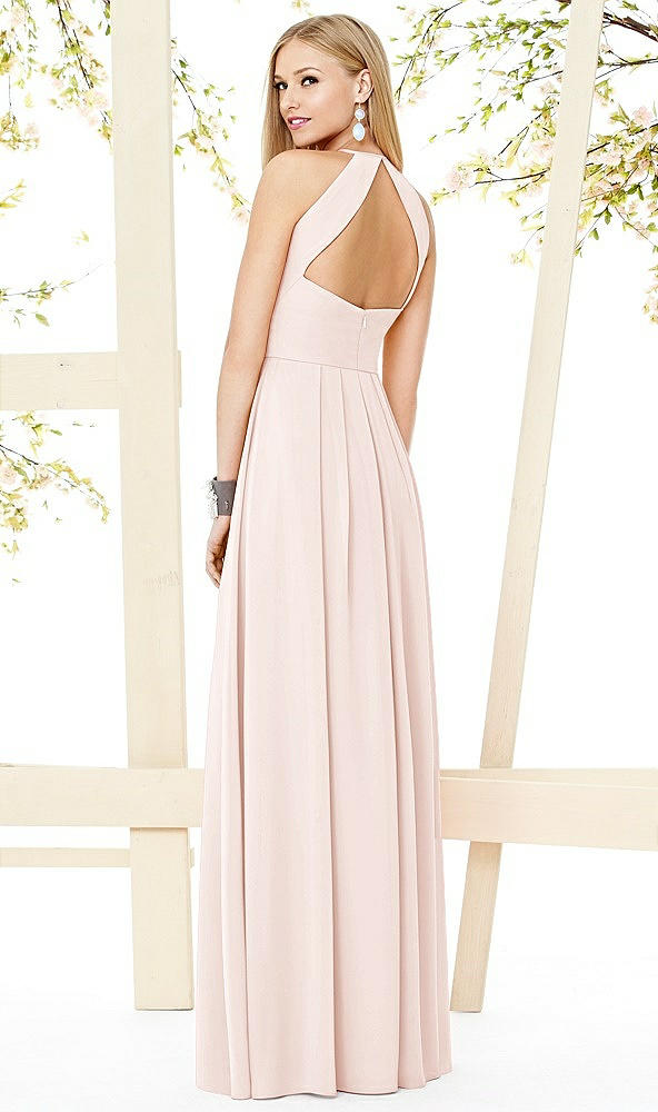 Back View - Blush Open-Back Shirred Halter Dress