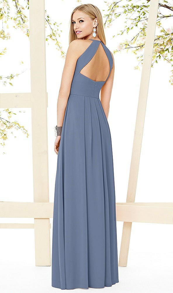 Back View - Larkspur Blue Open-Back Shirred Halter Dress