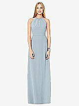 Front View Thumbnail - Mist Open-Back Shirred Halter Dress