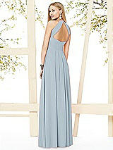 Rear View Thumbnail - Mist Open-Back Shirred Halter Dress