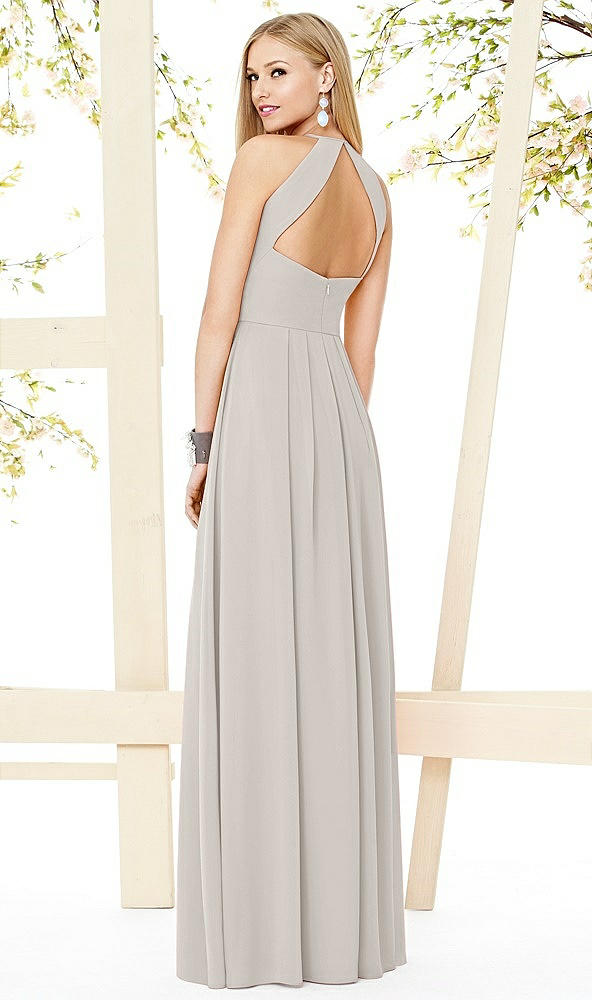 Back View - Oyster Open-Back Shirred Halter Dress