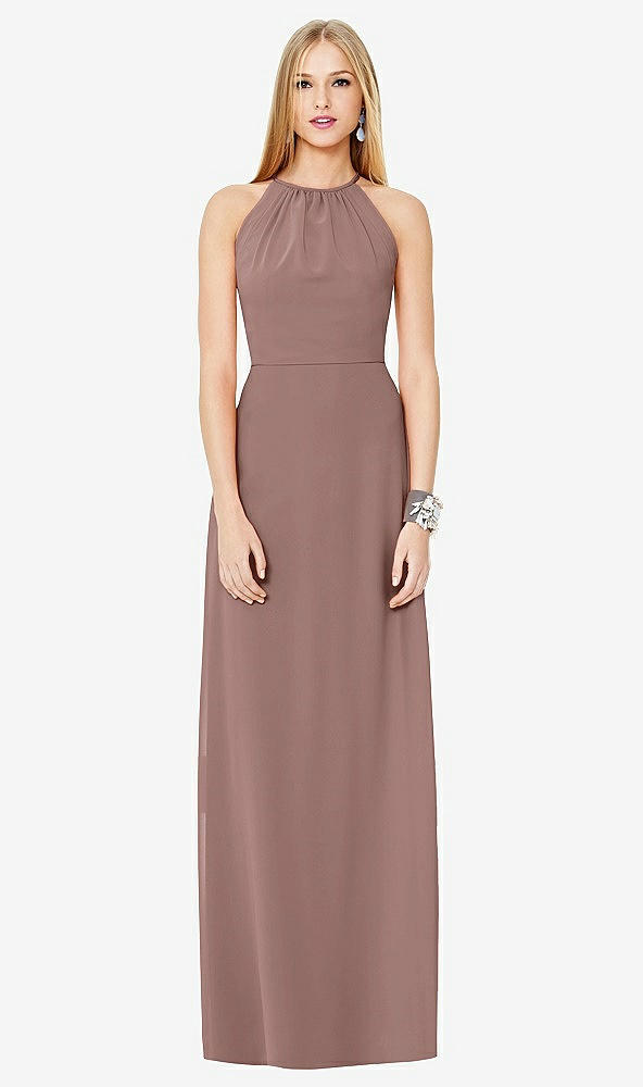 Front View - Sienna Open-Back Shirred Halter Dress