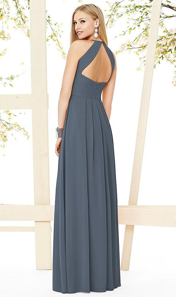 Back View - Silverstone Open-Back Shirred Halter Dress