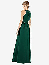 Rear View Thumbnail - Hunter Green & Hunter Green Sleeveless Keyhole Back Satin Maxi Dress