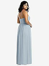 Rear View Thumbnail - Mist Strapless Draped Bodice Maxi Dress with Front Slits