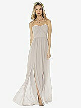 Alt View 1 Thumbnail - Oyster Strapless Draped Bodice Maxi Dress with Front Slits