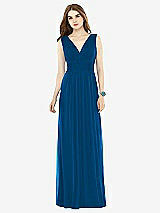 Front View Thumbnail - Cerulean Natural Waist Sleeveless Shirred Skirt Dress