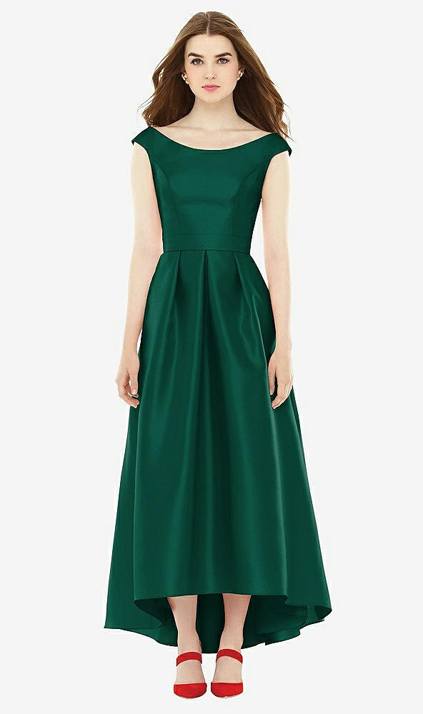 Front View - Hunter Green Alfred Sung Bridesmaid Dress D722