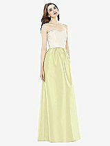 Front View Thumbnail - Butter Yellow & Ivory Full Length Strapless Satin Twill dress with Pockets