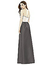 Rear View Thumbnail - Caviar Gray & Ivory Full Length Strapless Satin Twill dress with Pockets