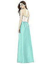 Rear View Thumbnail - Coastal & Ivory Full Length Strapless Satin Twill dress with Pockets