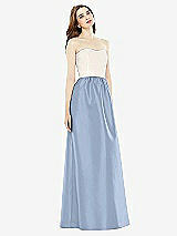 Front View Thumbnail - Cloudy & Ivory Full Length Strapless Satin Twill dress with Pockets