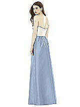 Rear View Thumbnail - Cloudy & Ivory Full Length Strapless Satin Twill dress with Pockets