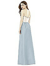 Rear View Thumbnail - Mist & Ivory Full Length Strapless Satin Twill dress with Pockets