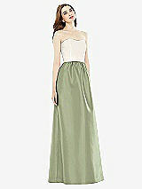 Front View Thumbnail - Sage & Ivory Full Length Strapless Satin Twill dress with Pockets