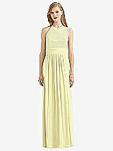 Front View Thumbnail - Butter Yellow Halter Lux Chiffon Sequin Bodice Dress