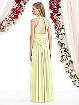 Rear View Thumbnail - Butter Yellow Halter Lux Chiffon Sequin Bodice Dress