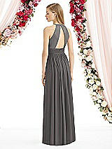 Rear View Thumbnail - Caviar Gray Halter Lux Chiffon Sequin Bodice Dress